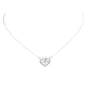 VIRGINS SAINTS & ANGELS - Silver - Queen of Hearts Petite Crystal Logo Necklace
